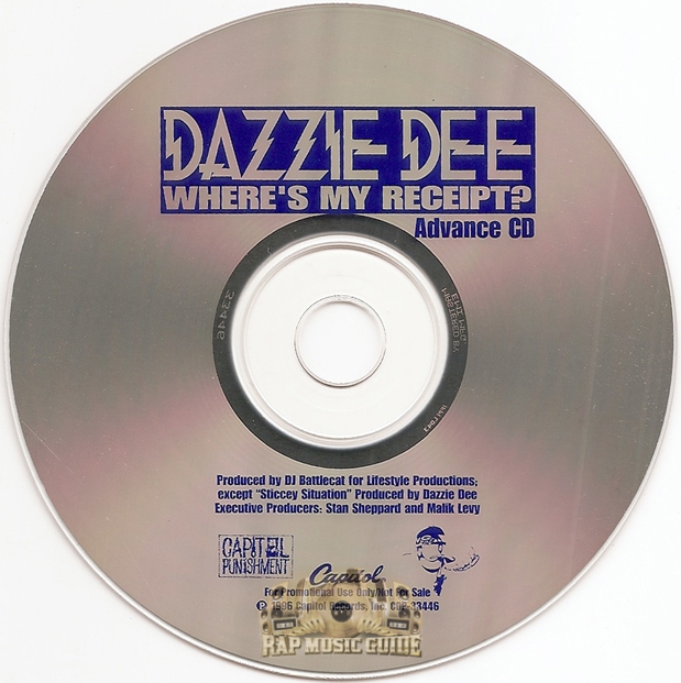 Dazzie Dee - Where's My Receipt?: Promo, 1st Press. CD | Rap Music